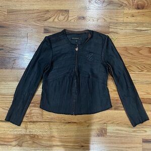 RW vintage stretch Genuine leather cut stripes jacket  sz L